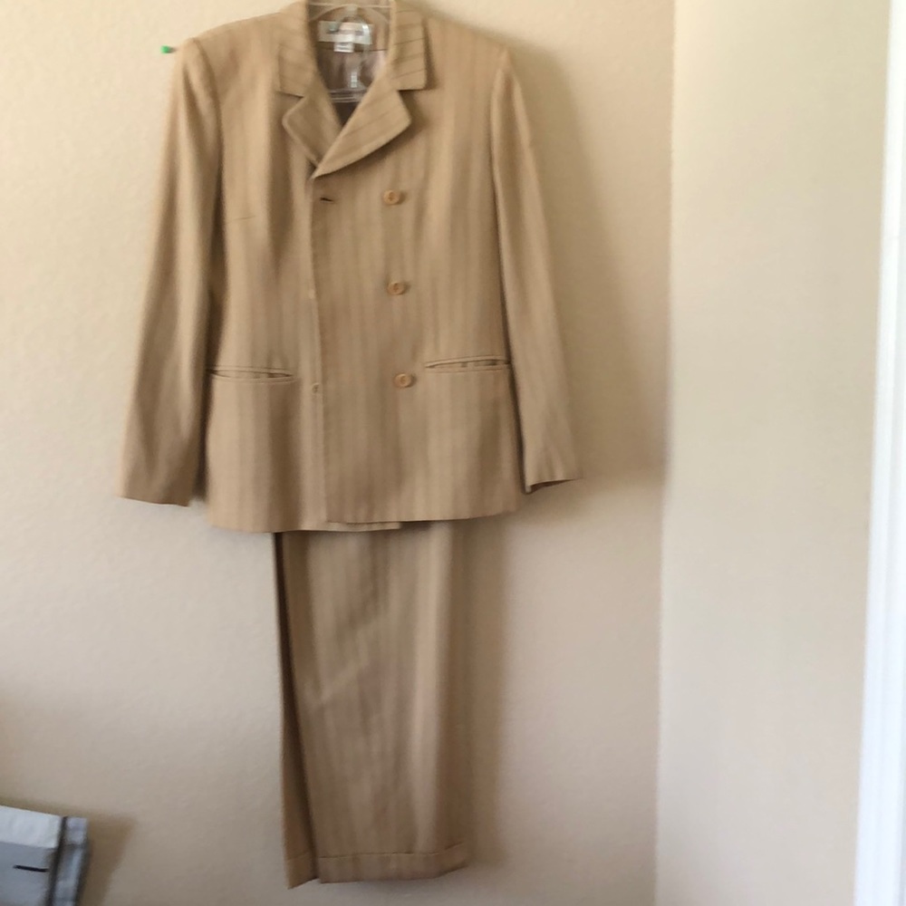 Tan pinstripe suit